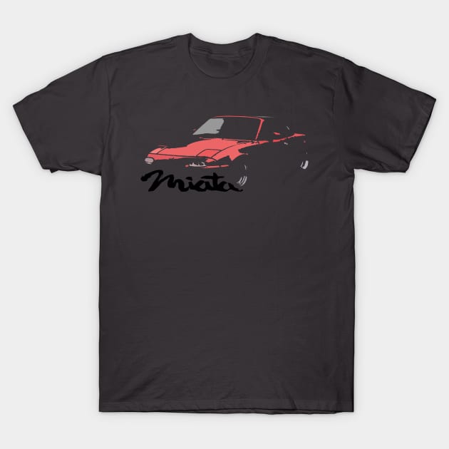 Miata MX5 I NA Red Cutout T-Shirt by CharlieCreator